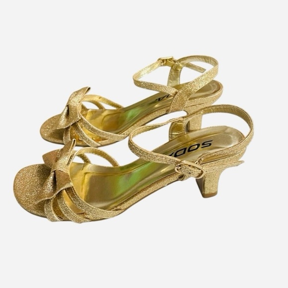 Soda Girl's Girly 2" Heel Sandals Size 1 Big Kid Open Toe Slingback
Gold Glitter - Picture 2 of 11